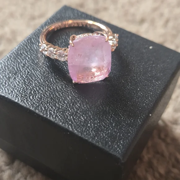 Lab Created Purple Kunzite Fuzed With GENUINE QUARTZ Rose Gold Plating - Picture 4 of 5